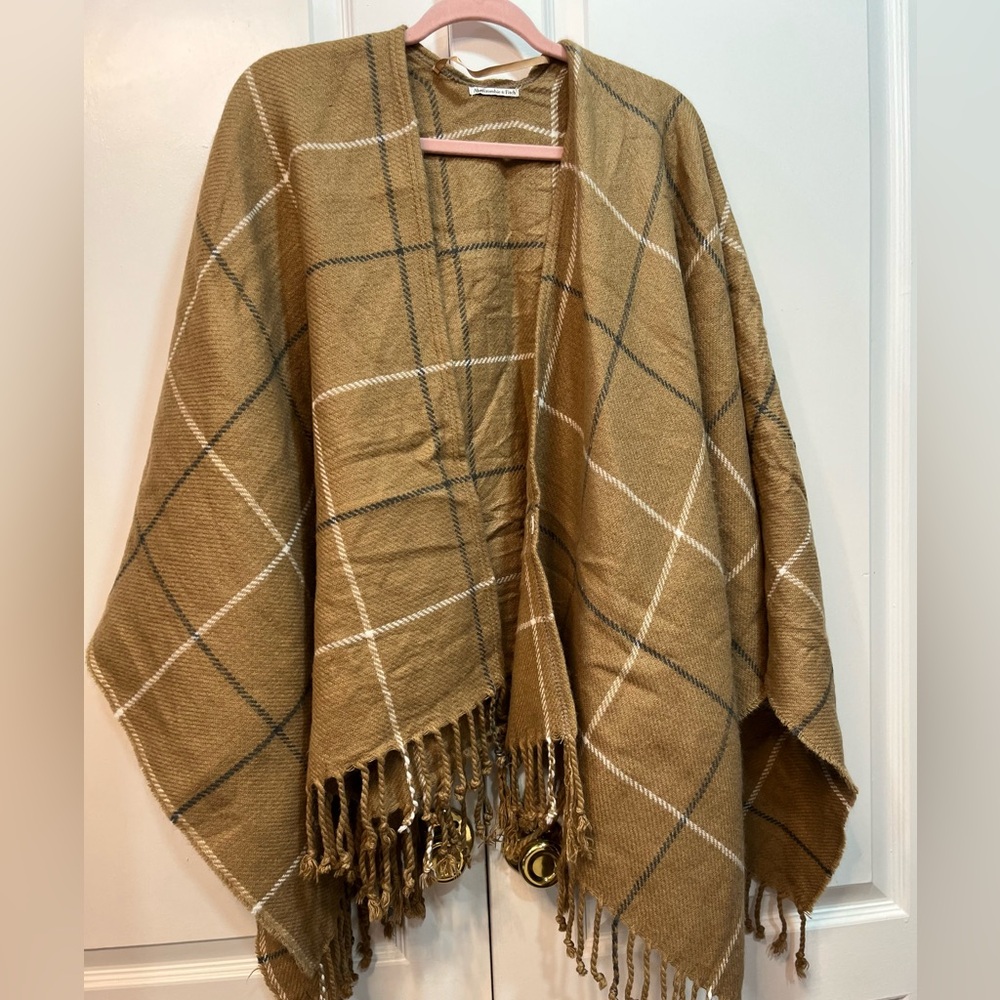 Abercrombie & Fitch Tan Plaid Fringed Cover